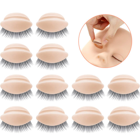 2 Boxes 6 Pairs Replacement Eyelids for Mannequin Head Removable Realistic Eyelids with Eyelashes Mannequin Head Eyelids for Eyelash Training Practice Makeup Eyelash Extensions (Light Color)