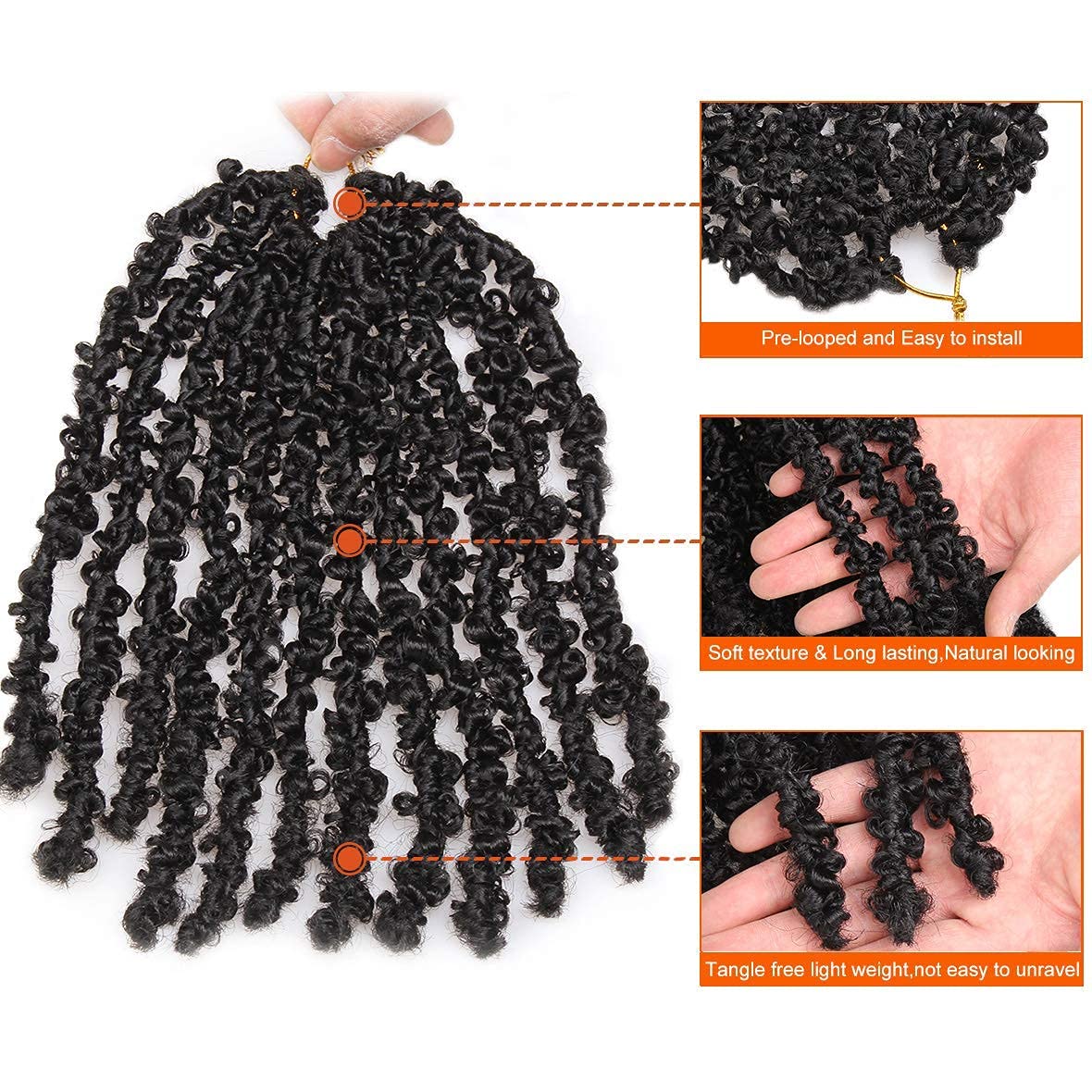 ZRQ Butterfly Locs Crochet Hair 18 Inch 6 Packs Pre Looped Distressed Crochet Braids Most Natural Hair Extension for Black Women (18 Inch,1B)