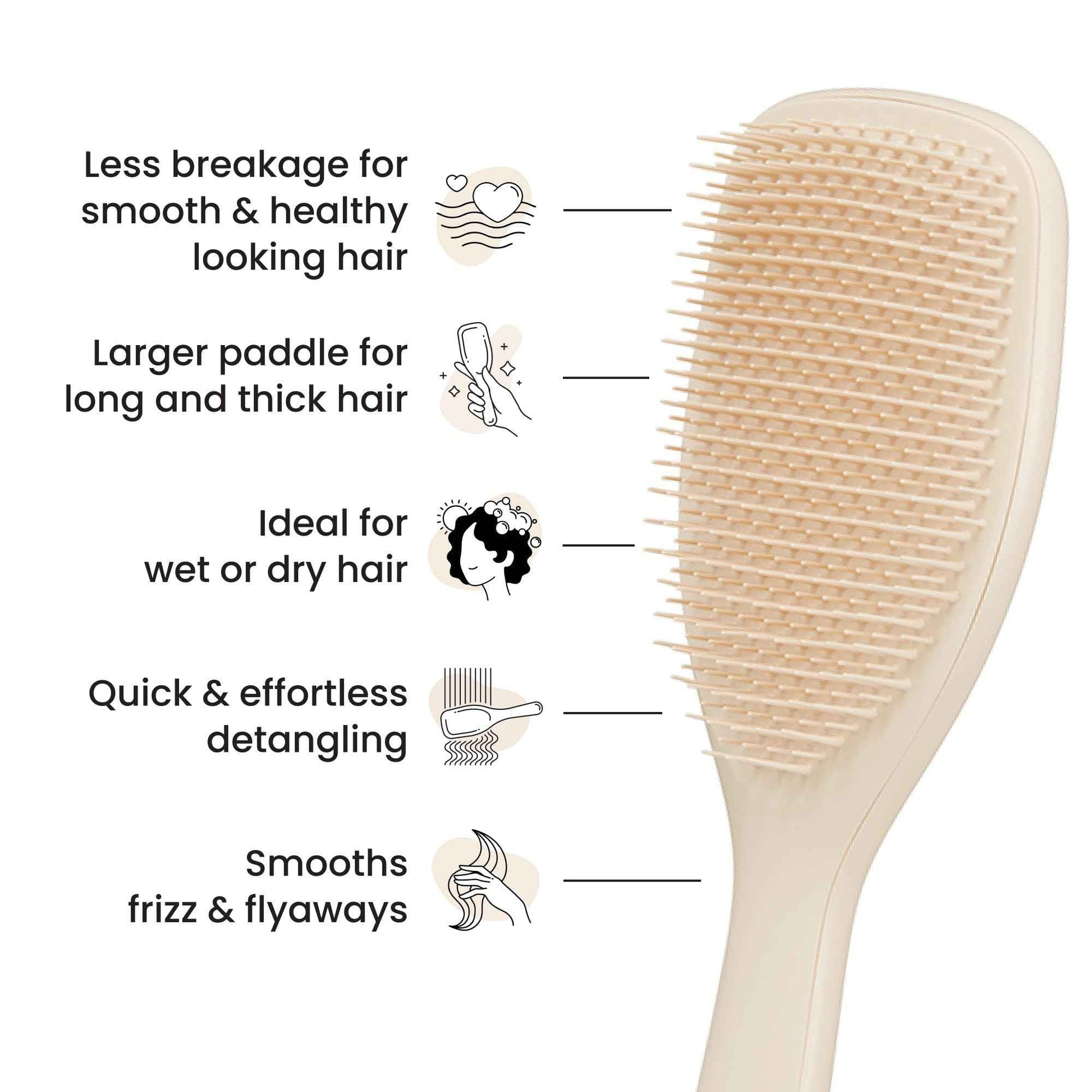 Tangle Teezer Large Ultimate Detangler Hairbrush for Wet & Dry Hair, Eliminates Knots & Reduces Breakage for Long, Thick, & Curly Hair Types, Vanilla