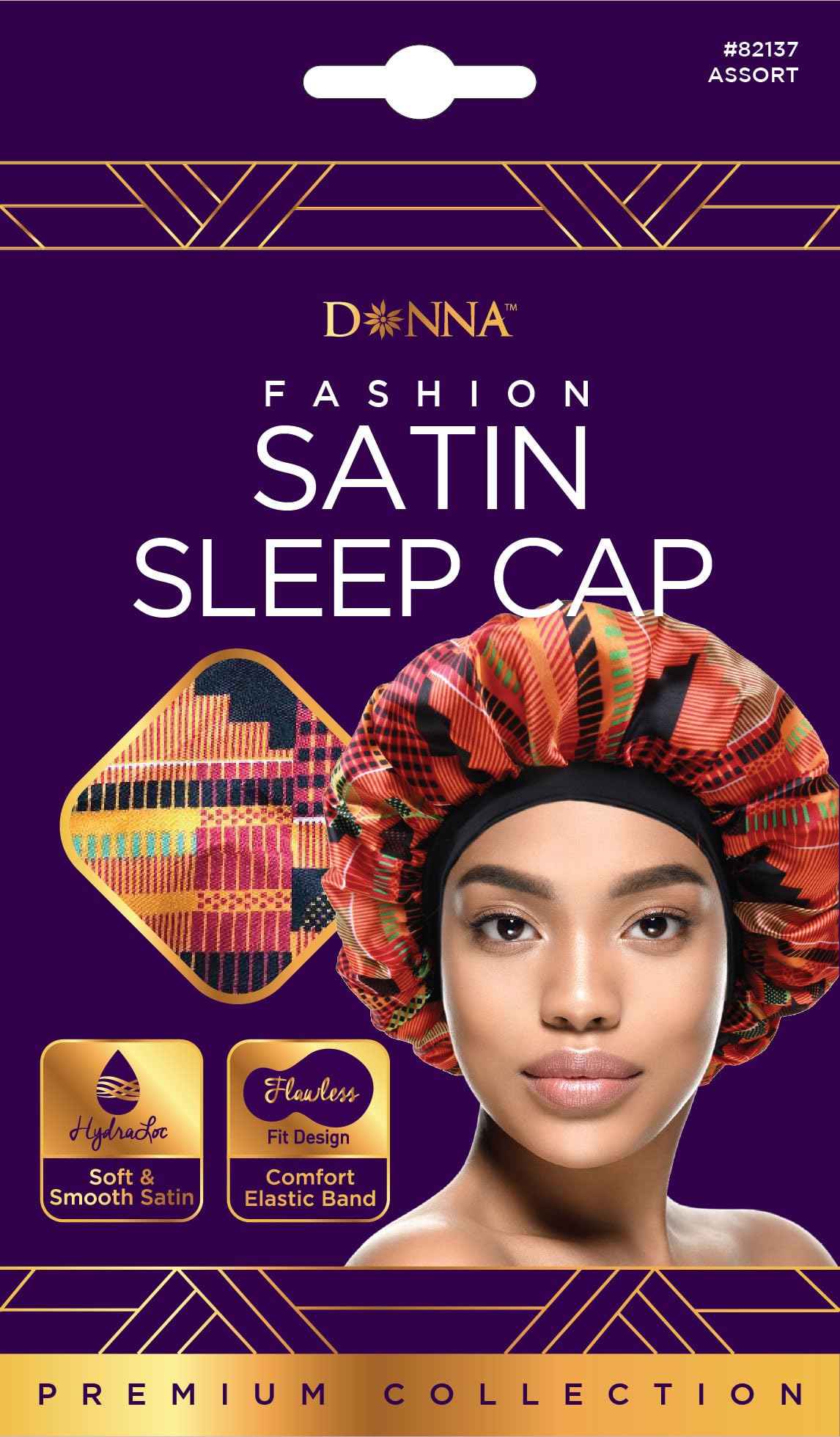 DONNA Fashion Satin Sleep Cap Bonnet for Women, Hair Shower Cap, Sleeping Hat, 1PC Ankara Pattern Multi Color
