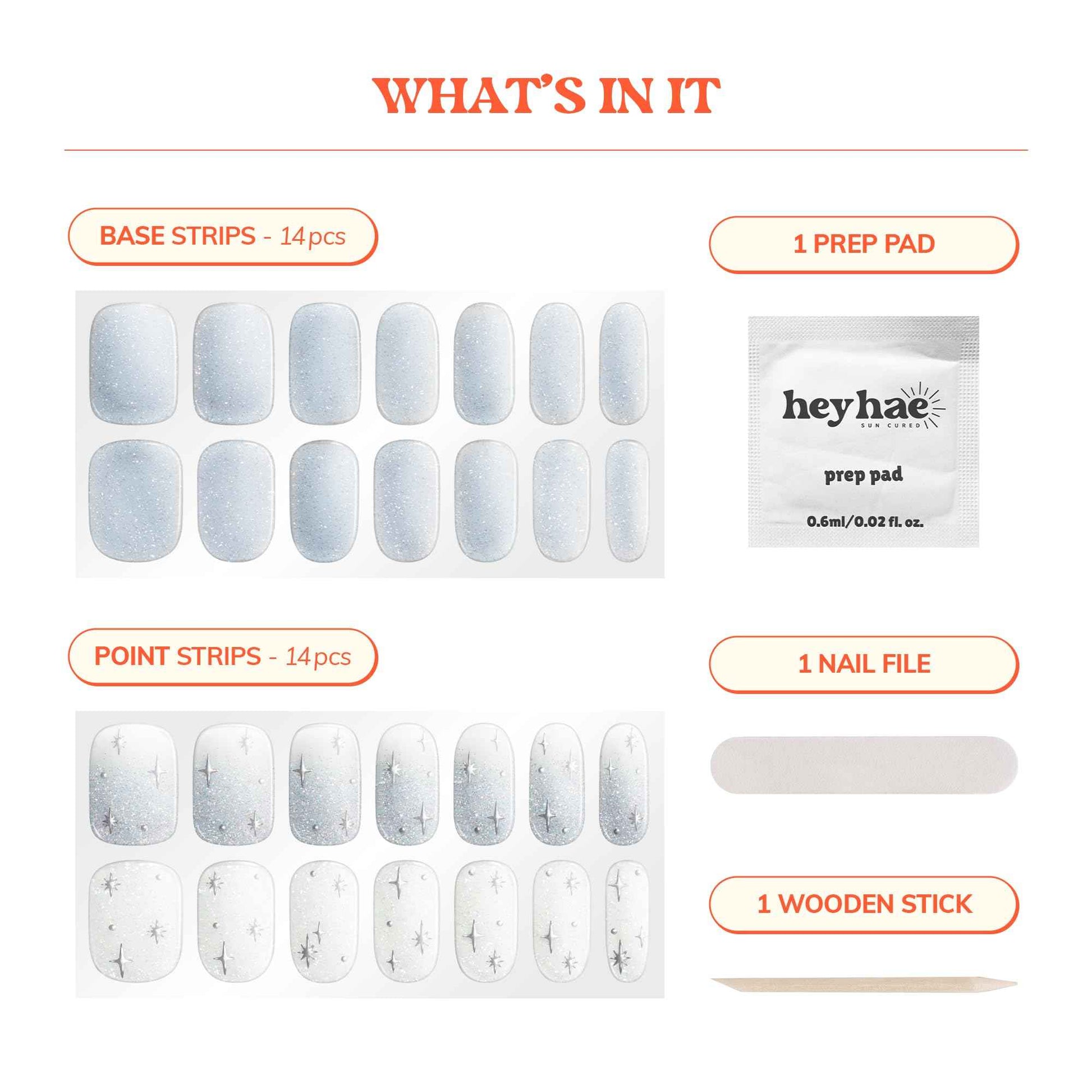 Heyhae Essentials Bundle - Semi Cured Gel Nail Strips (Hey, Rise and Shine) + Top Gel [2 Pack]