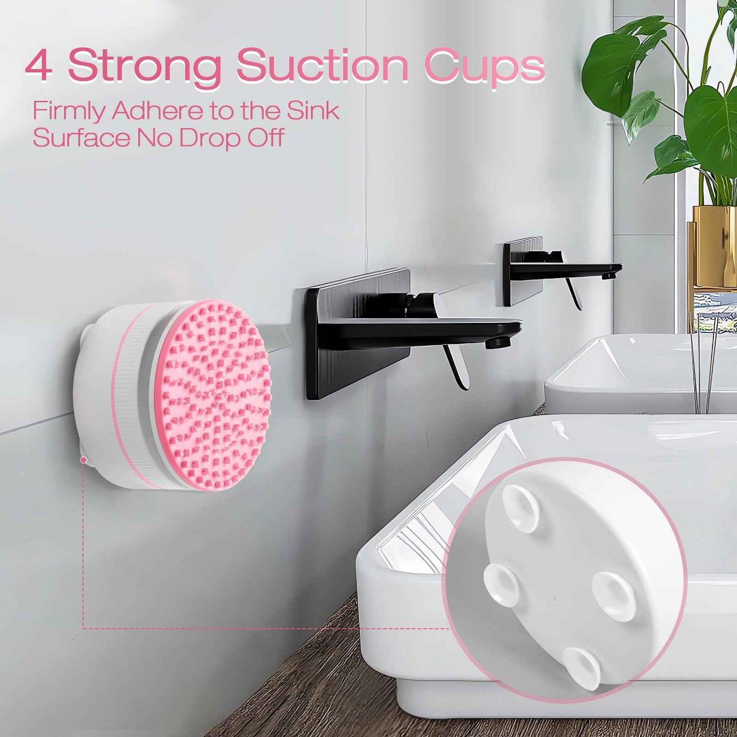 Makeup Brush Cleaner Machine With Solution, Make up Brush Cleaner Cleanser, Quick Deep Cleaning for Makeup Brushes, With Strong Suction Cup Stick to Sink, Stocking Stuffers Gifts for Women Wife Mom