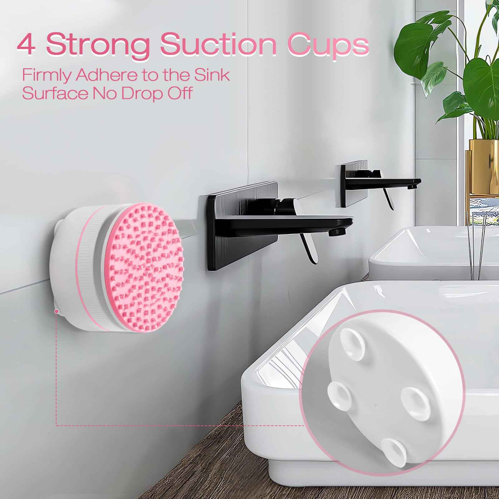 Makeup Brush Cleaner Machine With Solution, Make up Brush Cleaner Cleanser, Quick Deep Cleaning for Makeup Brushes, With Strong Suction Cup Stick to Sink, Stocking Stuffers Gifts for Women Wife Mom