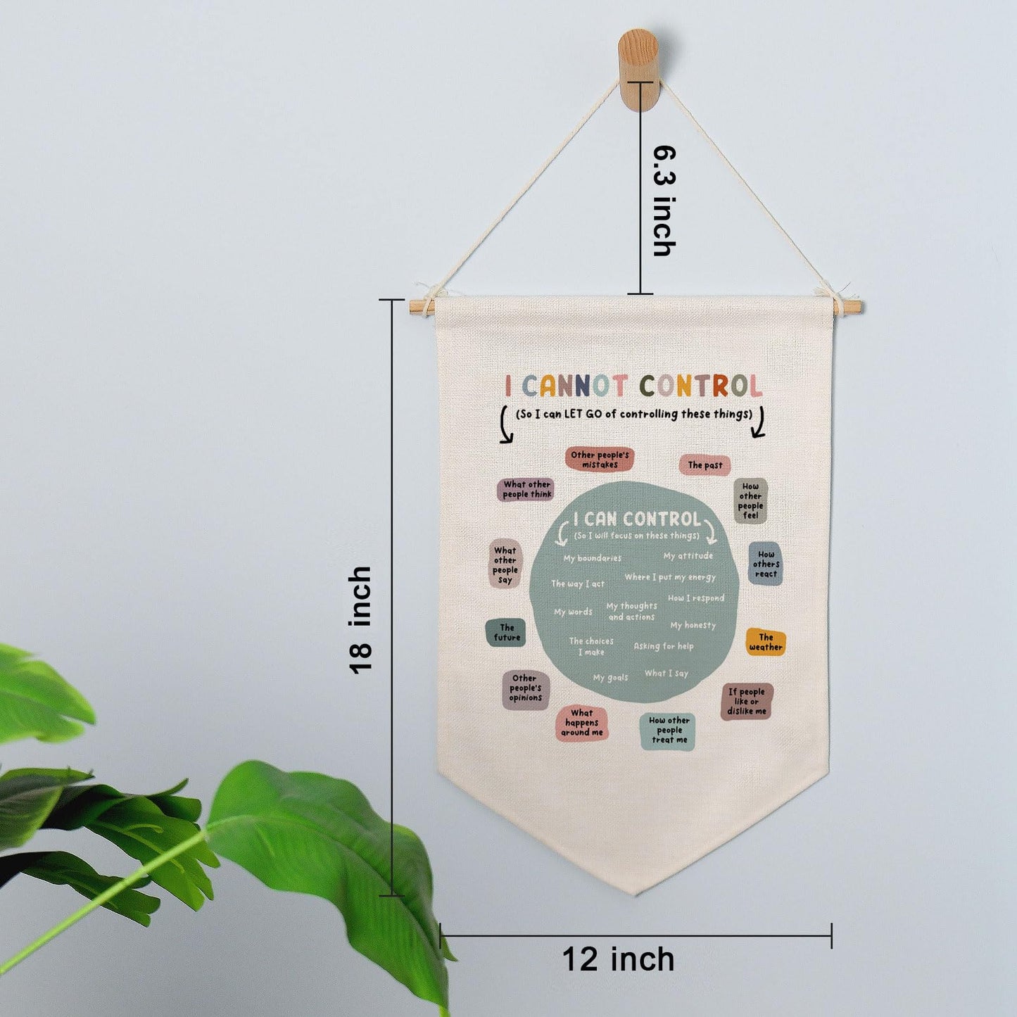 What I Can and Cannot Control Wall Banner, Therapy Office Decor, School Counselor Wall Hanging, Psychology Gifts, Calming Down Corner, Mental Health Banner, Therapist Gift, Classroom Decor