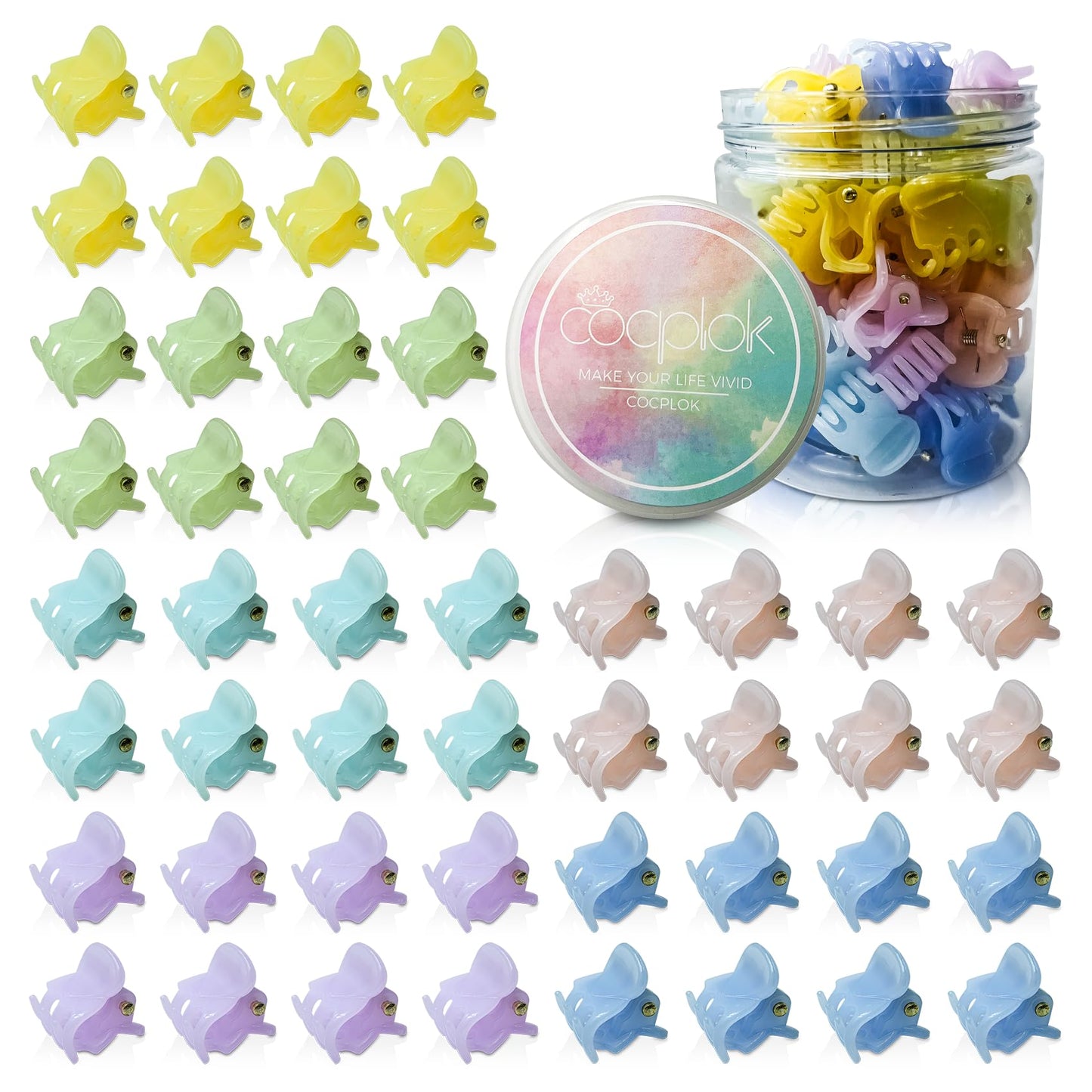 Multi-Color Small Hair Clips Pins Clamps Non Slip Hair Claw for Girls & Women of All Ages - Durable Plastic Jaw Clips to Prevent Hair Slippage(48Pcs) (Jelly 6 Colors)