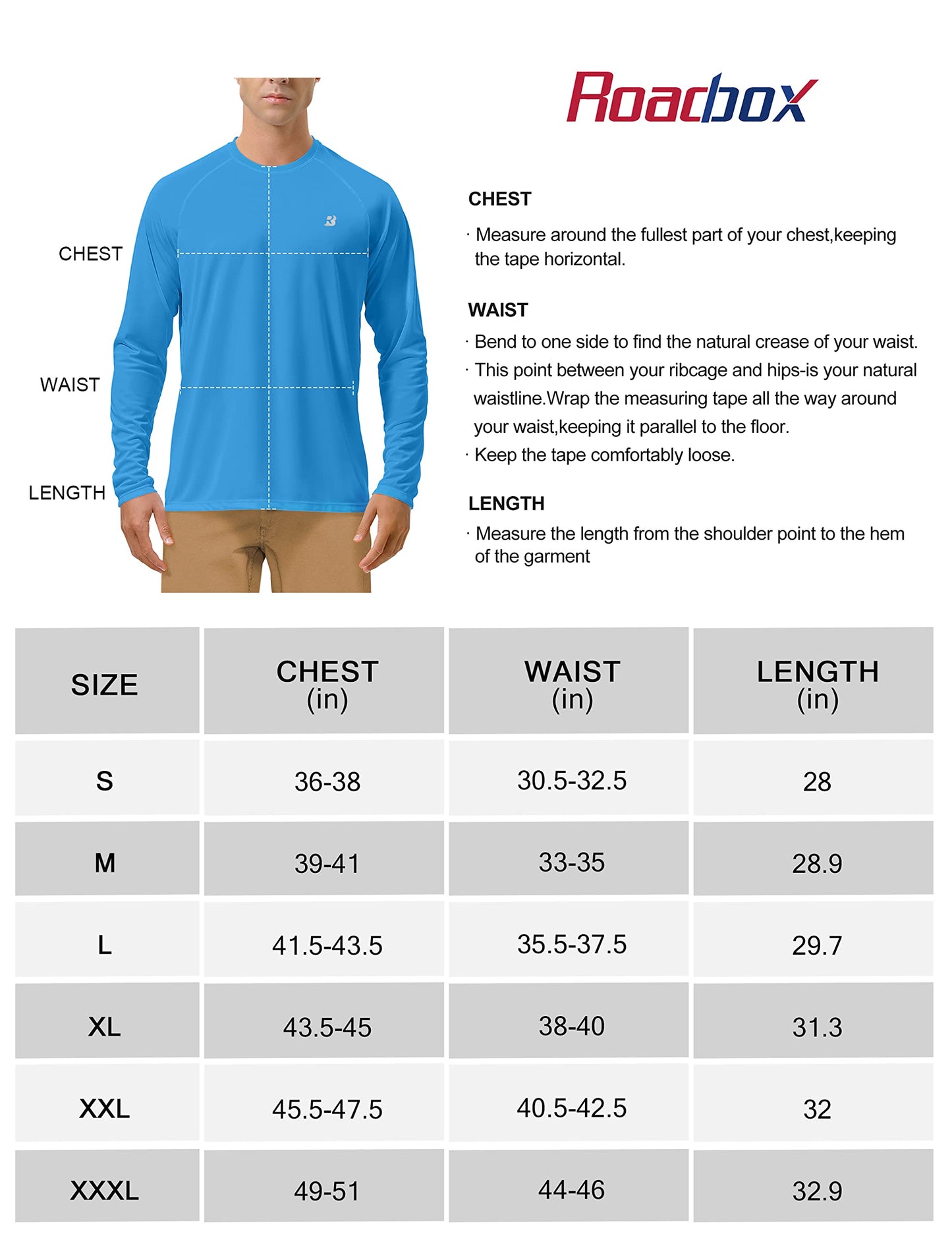 Roadbox Mens UPF 50+ UV Sun Protection Shirts Outdoor Long Sleeve SPF Diving Rash Guard for Fishing Hiking Swimming