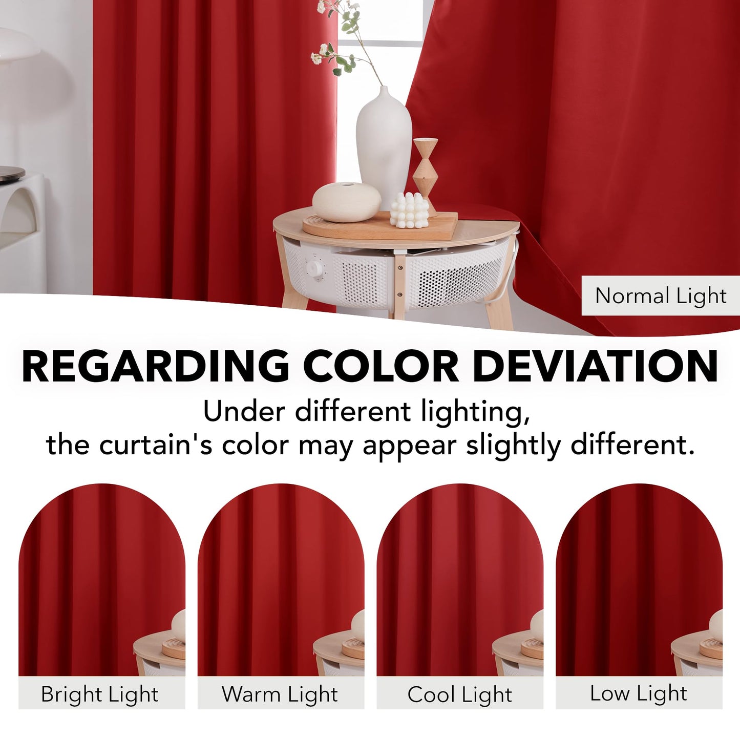 Deconovo Red Curtains for Christmas, Red Blackout Curtains Back Tab and Rod Pocket Thermal Insulated Room Darkening Curtains for Living Room 52Wx84L Inch True Red