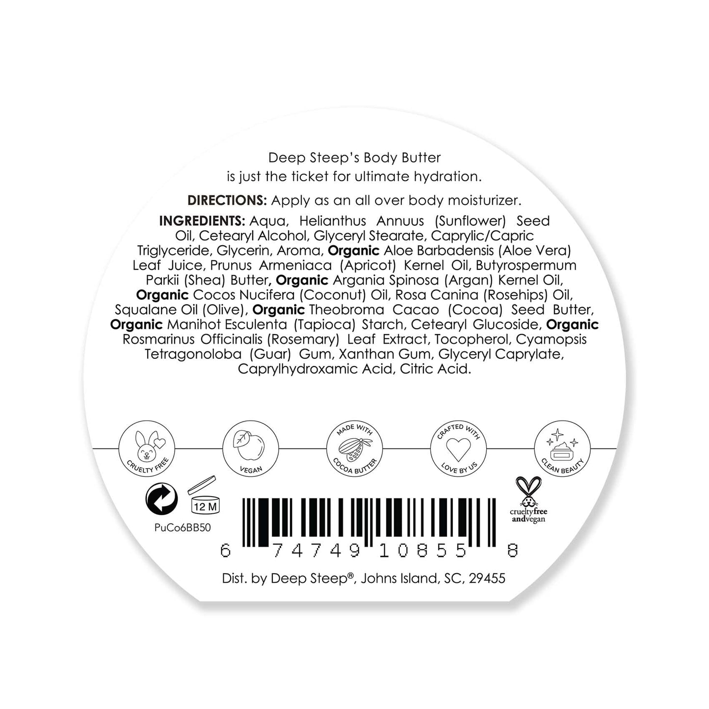 Deep Steep Body Butter, 6oz (Pure Coconut)