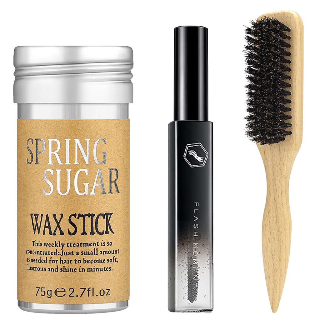 Hair Wax Stick Set for Flyaways Slick Back – Includes Wax Stick for Hair, Slick Back Hair Brush, Hair Finishing Stick – Hair Styling Products for Women, Taming Frizz & Creating Sleek Styles