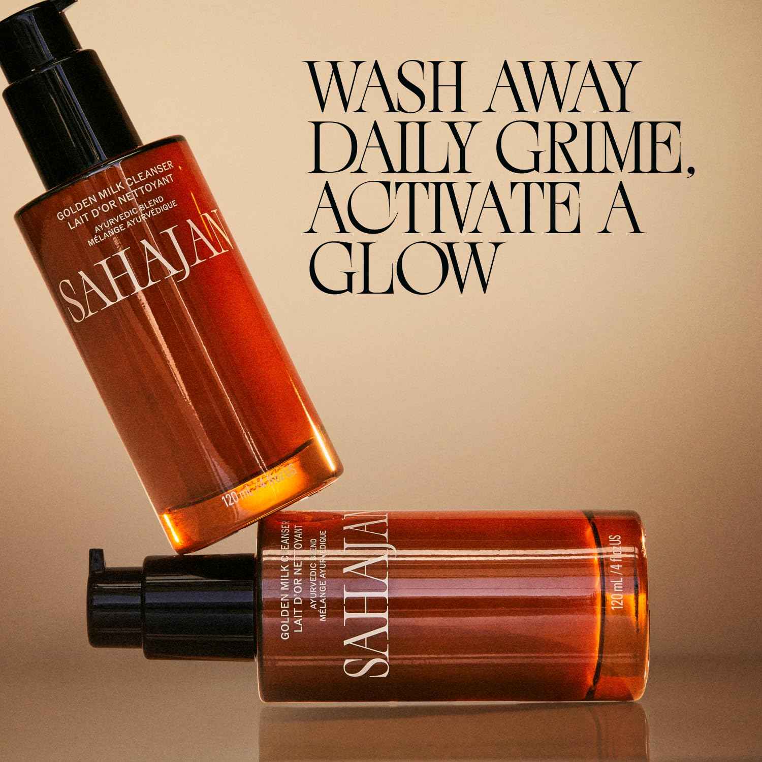 Sahajan Golden Milk Cleanser with Turmeric, Vitamic C + Black Cumin Seed Oil | Ayurvedic Clean Gentle Daily Milky Gel Cleanser | Unclogs Pores, Refines Texture, Calms Redness | 4 fl oz