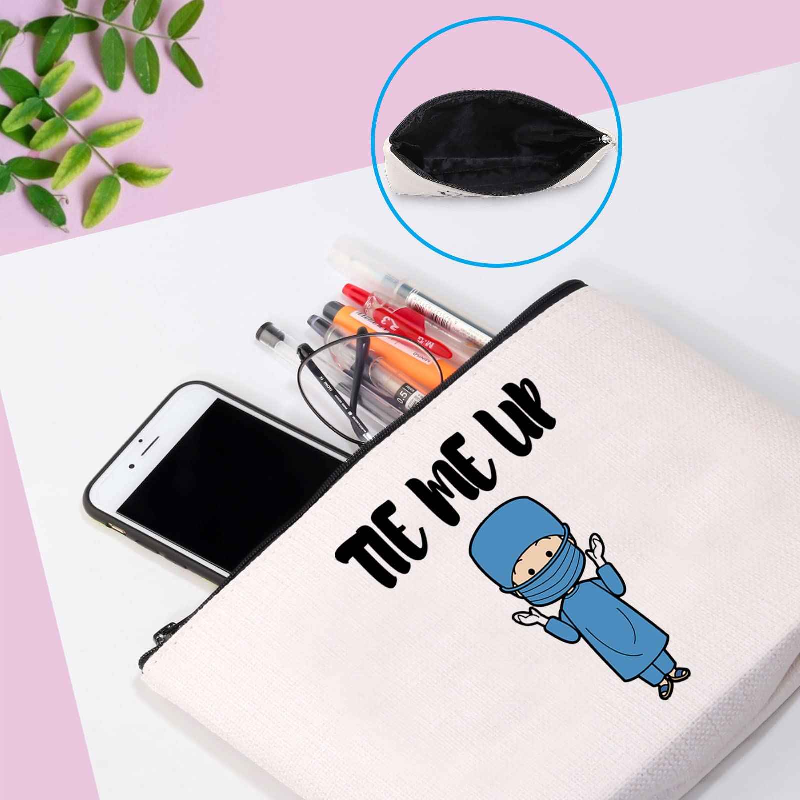 GJTIM Funny Surgical Tech Gift Tie Me Up Zipper Pouch Makeup Bag for Surgeon (Tie Me Up bag)