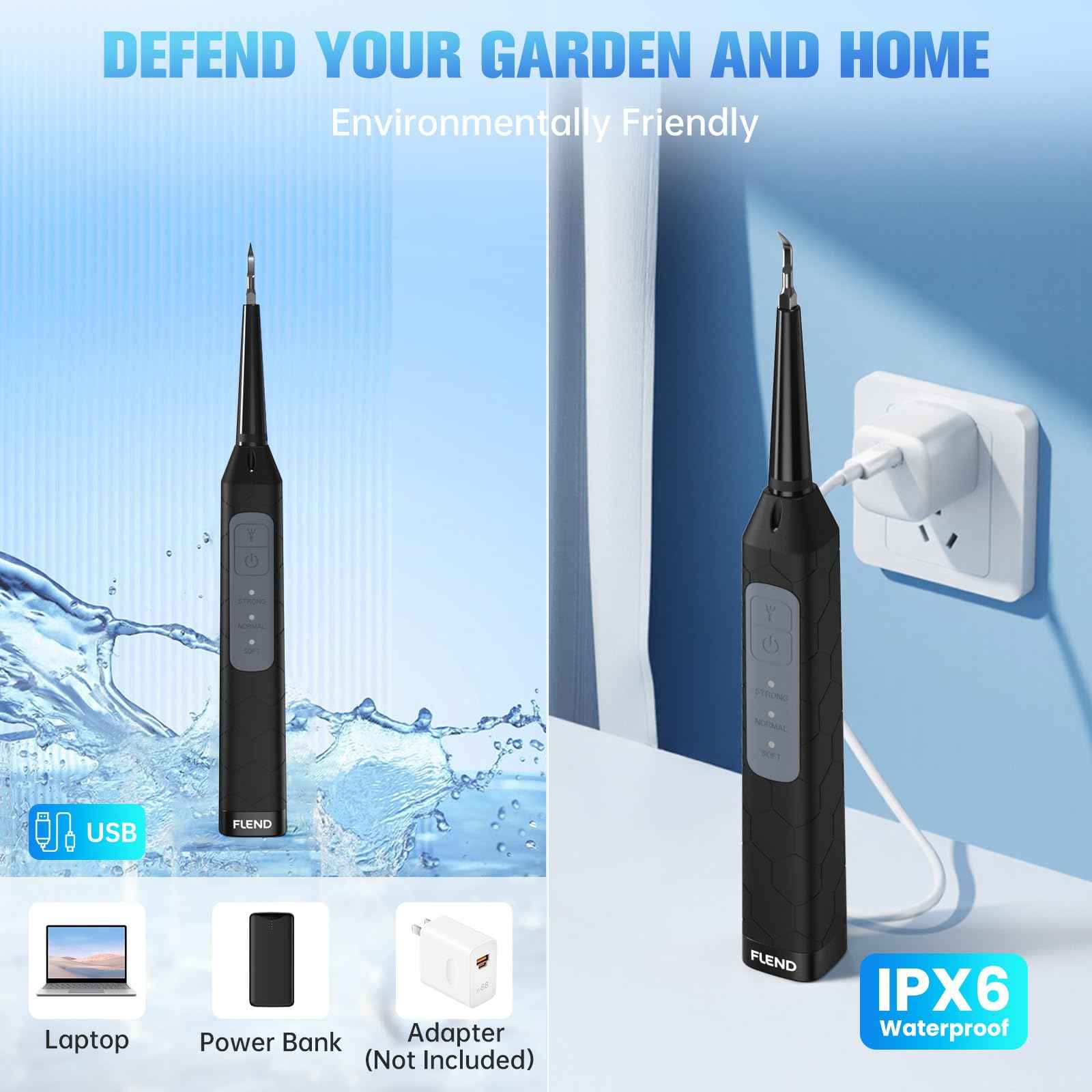 Ultrasonic Dental Care Device – High-Frequency Plaque & Tartar Control, 3 Adjustable Modes, Waterproof, USB Rechargeable, with Magnifying Mirror