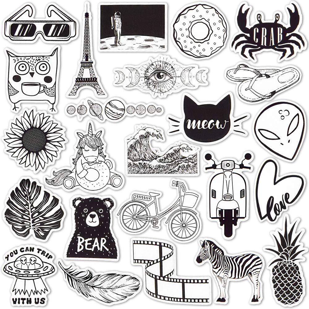 Black and White VSCO Stickers for Laptop Black and White VSCO Stickers for Water Bottles Waterproof Aesthetic Black and White VSCO Stickers Pack (50 Pcs)