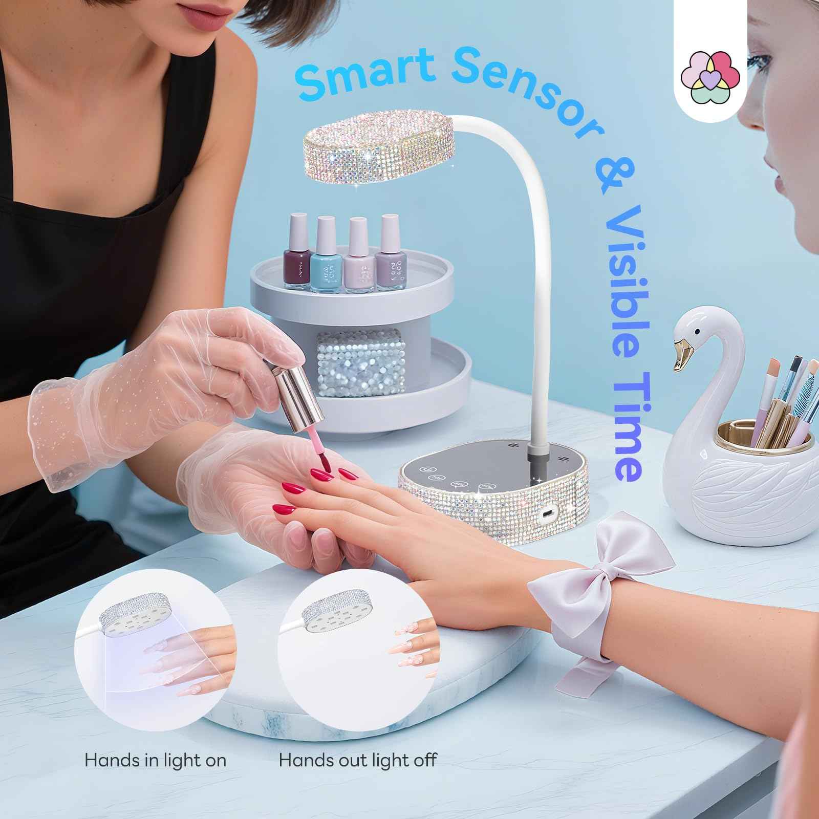 SAVILAND Advanced 36W UV Light for Gel Nails: Rhinestone 2025 5S 5X Faster Curing UV Nail Lamp for Gel Polish Diamond Motion Sensor 3 Timers Cordless 360° Flexible LED Nail Lamp Salon DIY