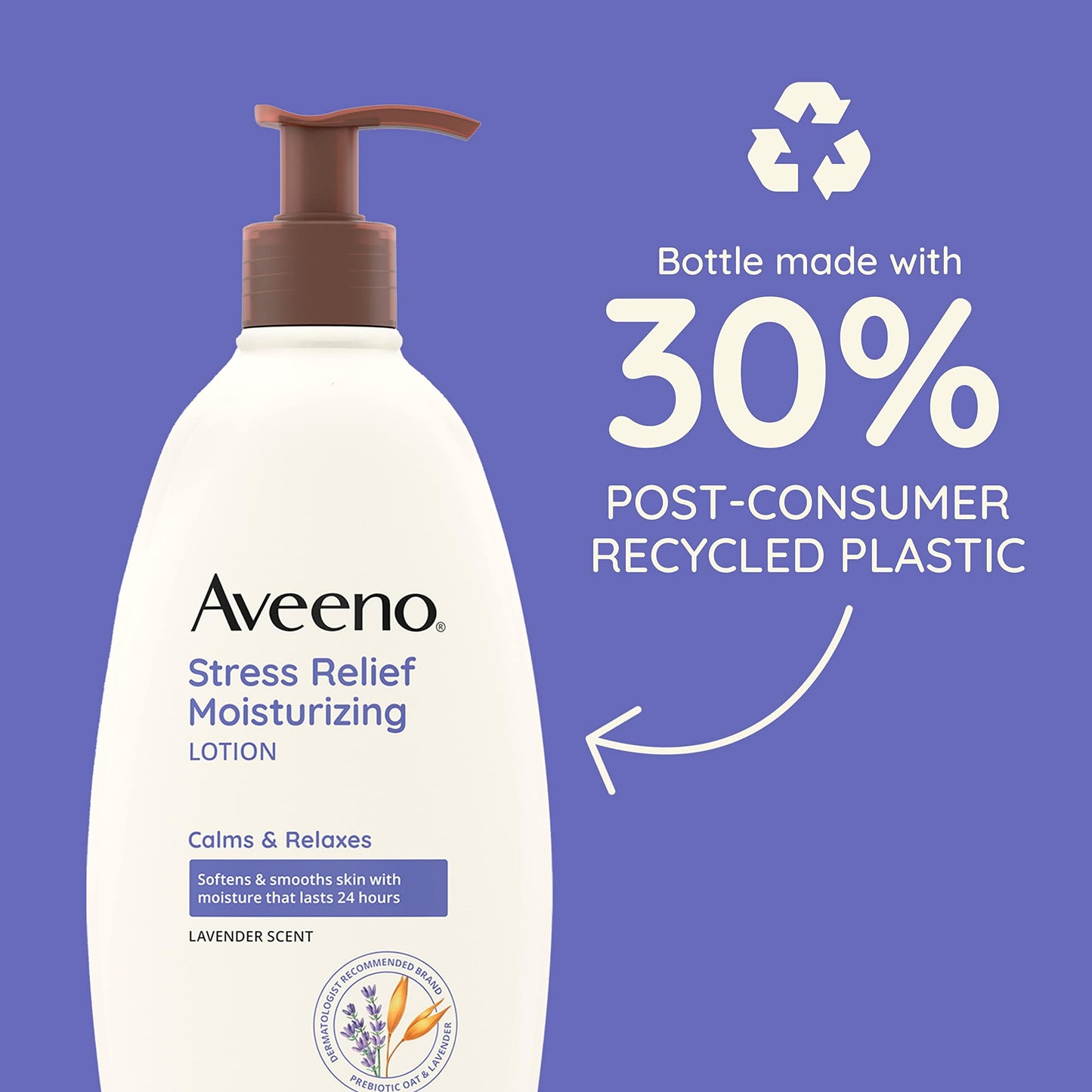 Aveeno Stress Relief Moisturizing Body Lotion with Lavender Scent, Natural Oatmeal to Calm & Relax, Non-Greasy Daily Stress Relief Lotion, 18 fl. oz (Pack of 3)