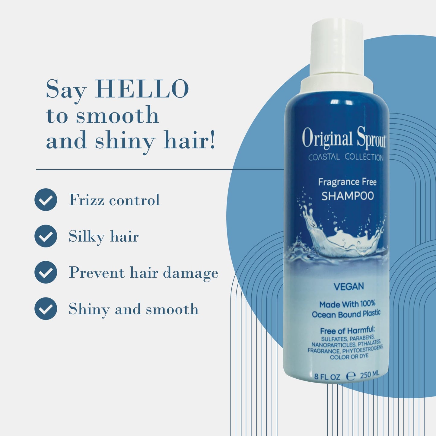 Original Sprout Coastal Collection Shampoo for All Hair Types, Fragrance-Free, 8 oz. Bottle