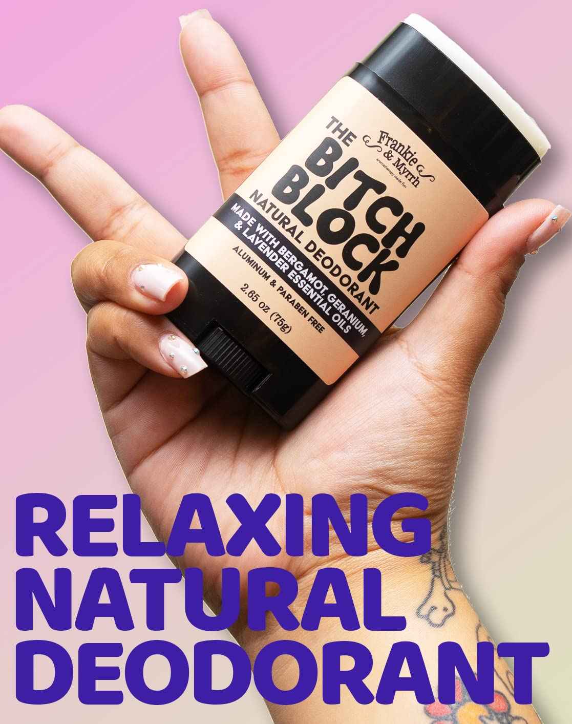 Frankie & Myrrh B!#ch Block Deodorant 2-Pack | Bergamot, Geranium, Lavender | Natural with Essential Oils | Aluminum-Free (256 oz) | Paraben & Phthalate Free