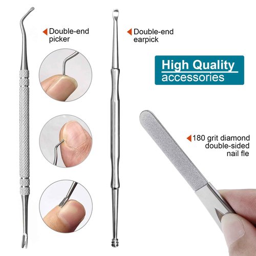 SG Nekoo 8 Pieces Nail Clipper Set for Fingernail Thick Toenails, Quality Heavy Duty Stainless Steel Nail Trimmer Kit for Women Mens Seniors, with Exquisite Case(ZJDTZ8P)