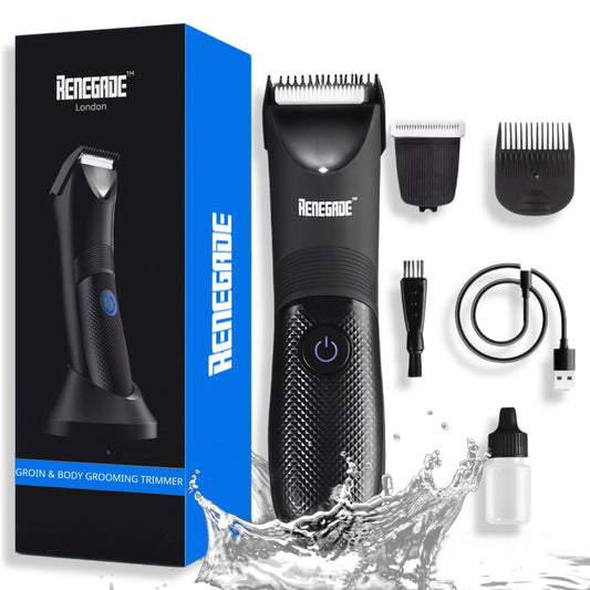Renegade Ball Trimmer Men, Body Hair Trimmer for Men, Mens Grooming Trimmer, Waterproof Mens Grooming Kit for Manscaping, with LED Light Adjustable Guard, Rechargeable Manscaper