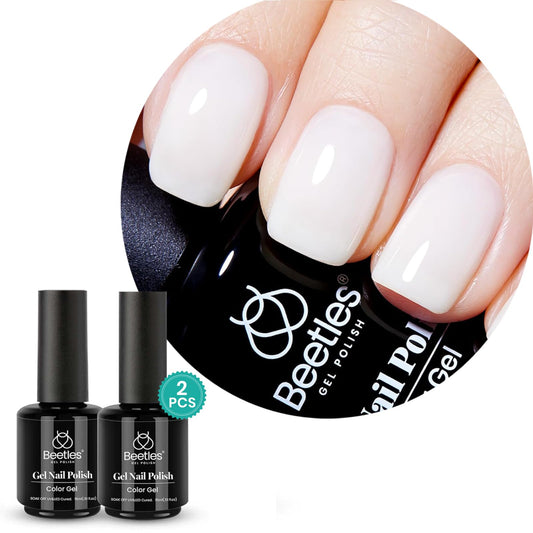 Beetles 2Pcs Milky White Jelly Gel Nail Polish 15ml Neutral Gel Polish Set Translucent Nail Gel Soak Off UV LED Nail Lamp Jelly Sheer Gel Polish Nail Art Gel Gift for Women