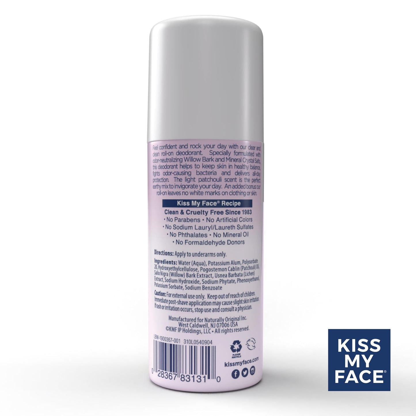Kiss My Face Liquid Rock Roll-On Deodorant, All Day Protection, Vegan and Cruelty Free, Patchouli Scent, 3 Fl Oz, Pack of 3