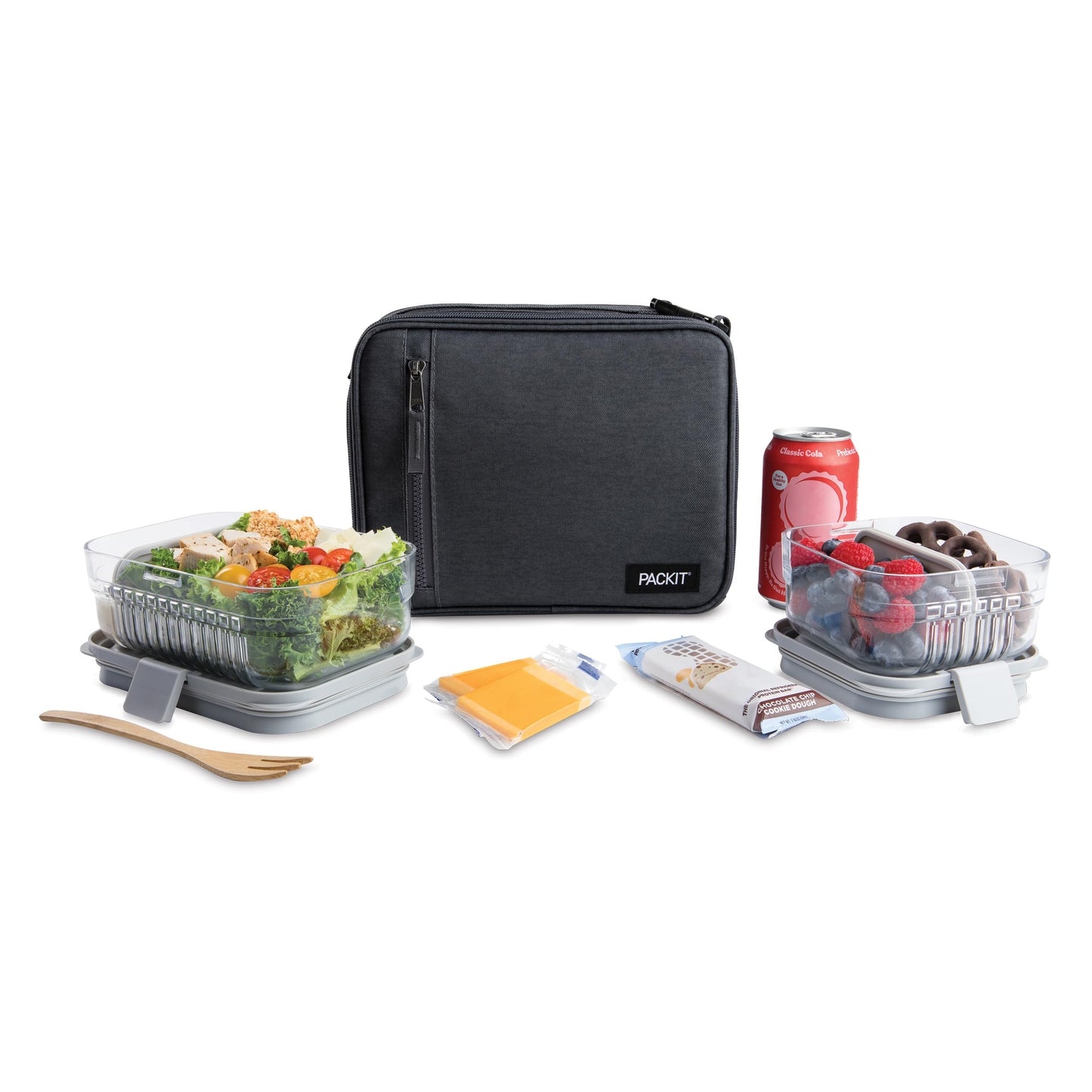 PackIt Freezable Classic Lunch Box, City Charcoal, Built with EcoFreeze® Technology, Collapsible, Reusable, Zip Closure With Front Pocket and Buckle Handle, For Work Lunch