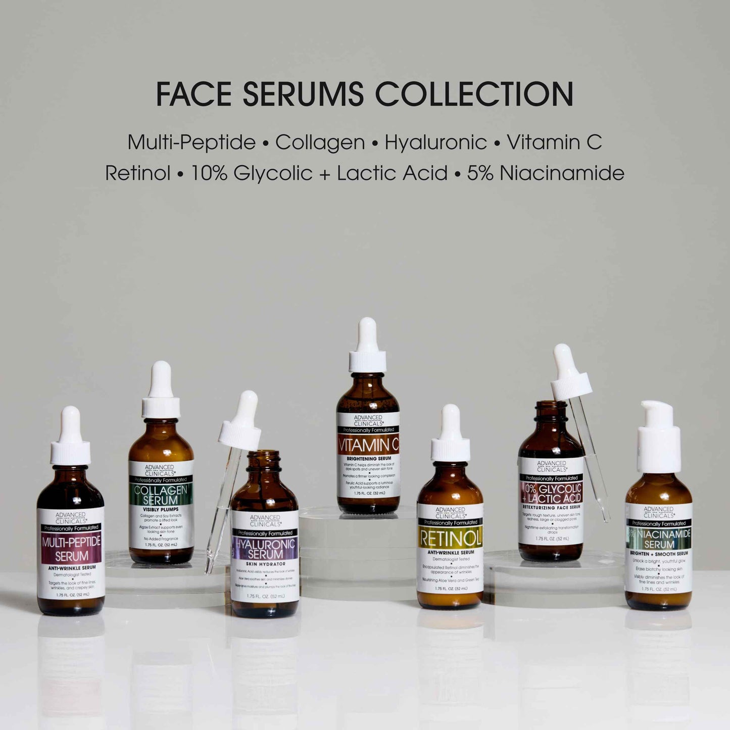 Advanced Clinicals Retinol Serum For Face + Hyaluronic Acid Moisturizer + Vitamin C Serum 3PC Skincare Set For Women & Men | Anti Aging Serums For Brightening, Firming, & Hydrating | 1.75 Fl Oz, 3pc