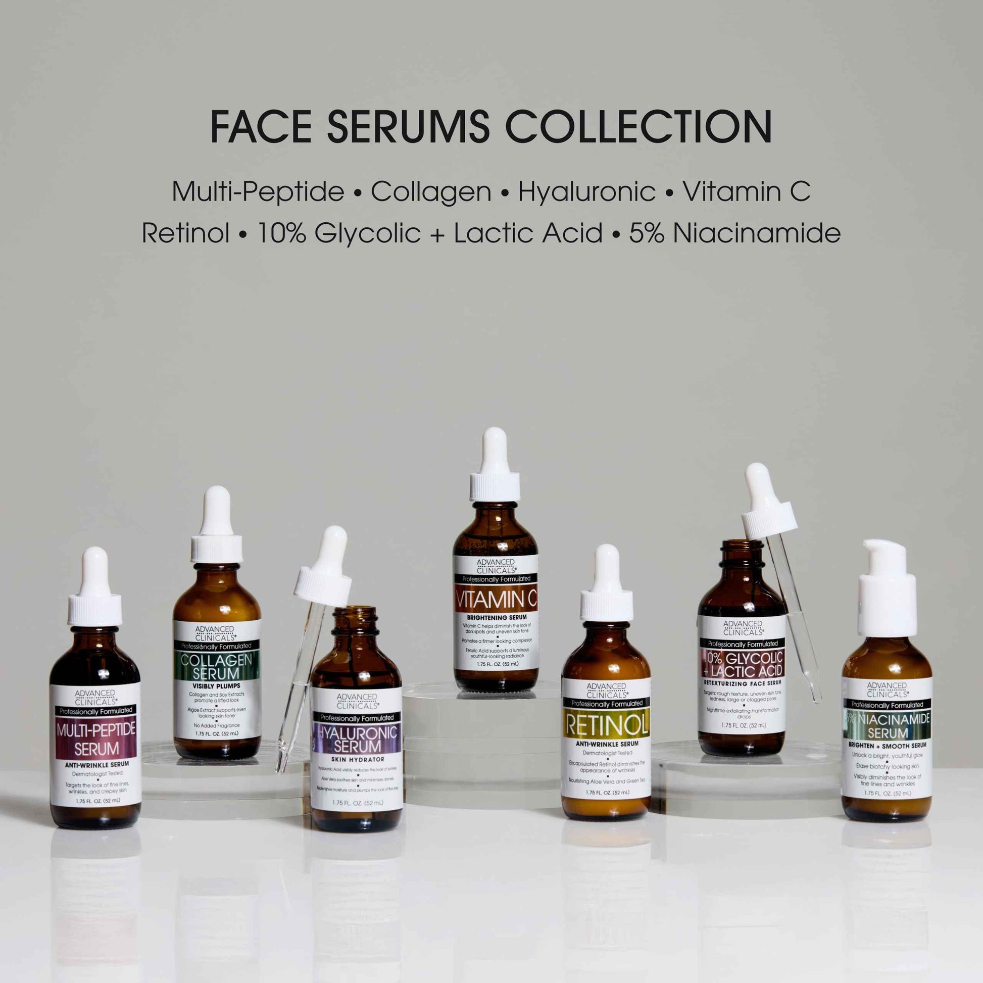 Advanced Clinicals Retinol Serum For Face + Hyaluronic Acid Moisturizer + Vitamin C Serum 3PC Skincare Set For Women & Men | Anti Aging Serums For Brightening, Firming, & Hydrating | 1.75 Fl Oz, 3pc