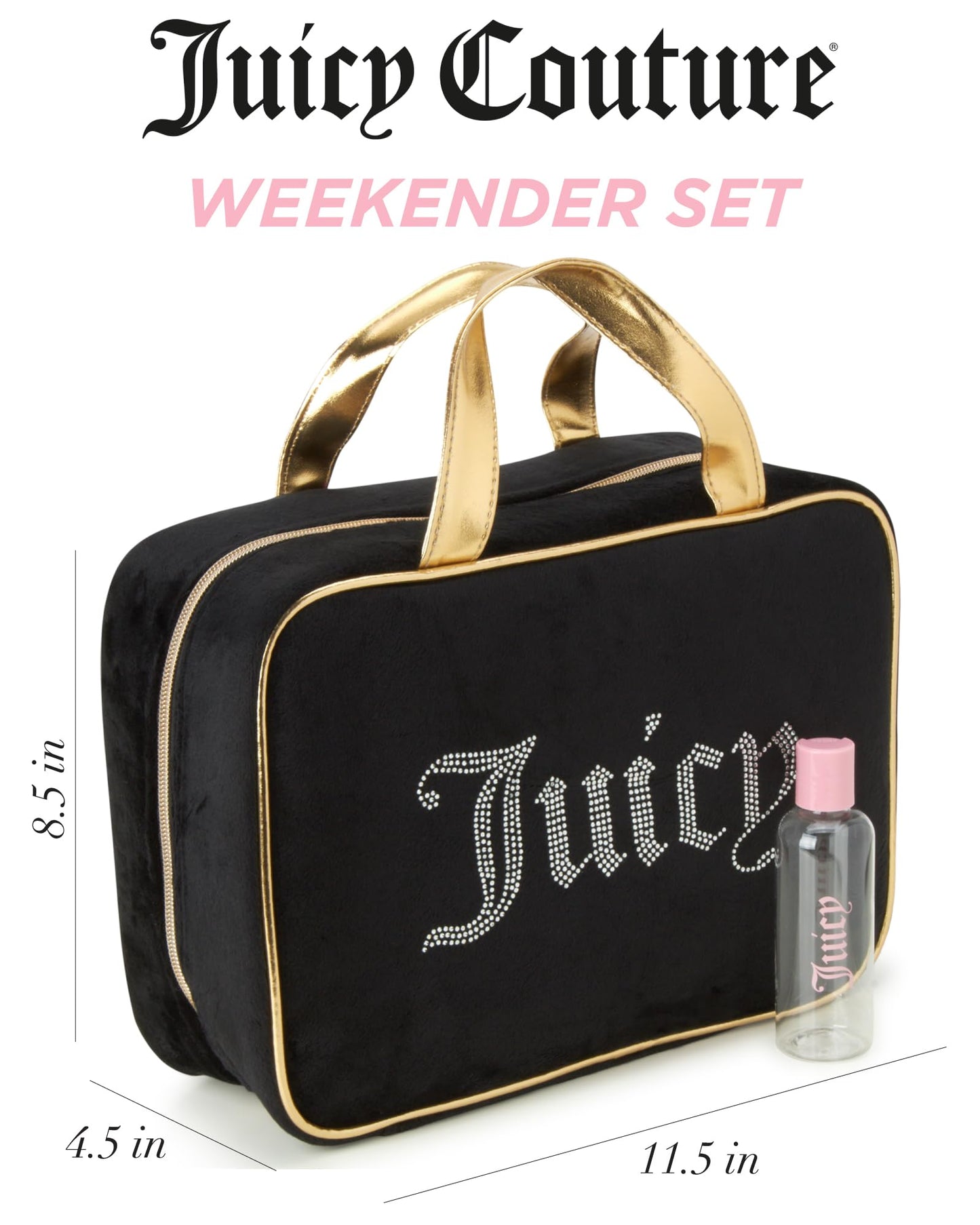 Juicy Couture Women's Cosmetics Bag - Travel Makeup and Toiletries Weekender Bag - Makeup Organizer Case, Black