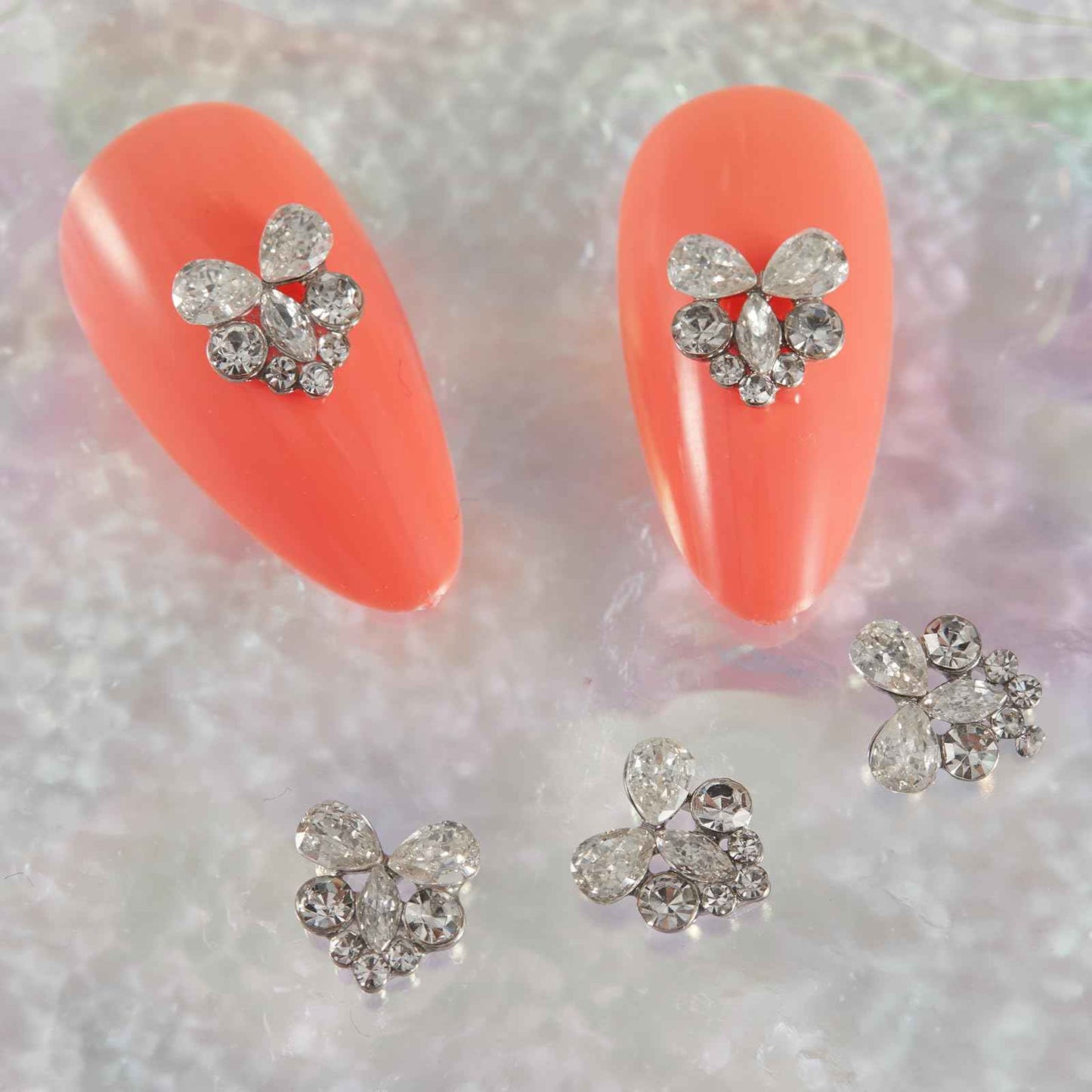 SILPECWEE 15pcs Heart Nail Rhinestones and Charms, Heart Zircon Nail Charms Glass Crystal 3D Nail Gems Diamond Alloy Nail Jewelry Studs Flat-Back Nail Art Decoration for Nails Supplies