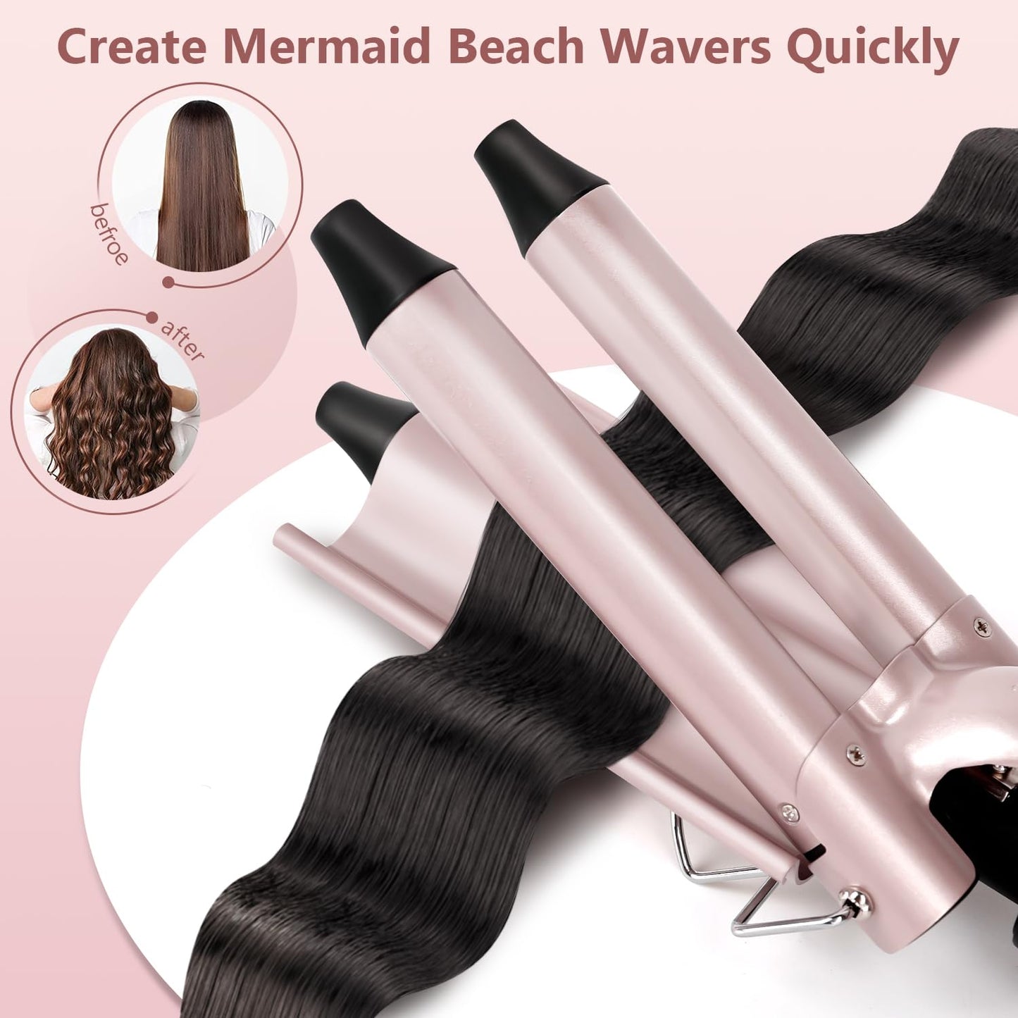 Waver Curling Iron Wand, LAYADO 5 in 1 Curling Iron Set, Curling Wand with 3 Barrel Curling Iron and 4 Interchangeable Ceramic Hair Wand 0.35"-1.25", Fast Heating Hair Curler in All Hair Type