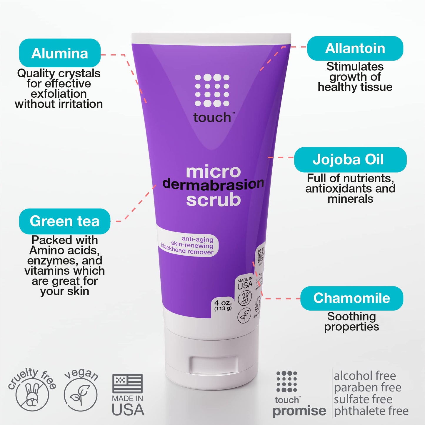 Microdermabrasion Facial Scrub and Face Exfoliator - Exfoliating Face Scrub Polish Cream with Dermatologist Grade Crystals for Anti-Aging, Dullness, Wrinkles, and Pores - Large 4 Ounce Size