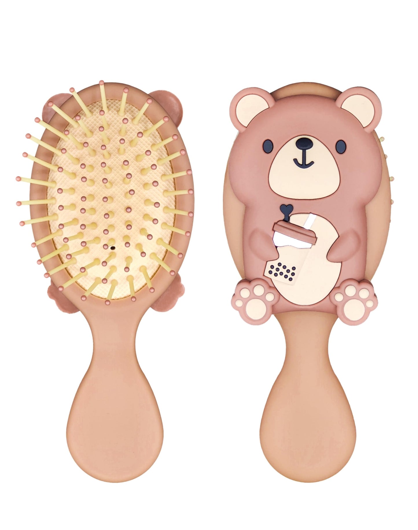 Stanoha Hair Brush Detangler Wet Hairbrush Detangling Women Mini Travel Small Toddler Kids Little Girls Cute Kawaii Brown Curly Straight Thick Thin Hair Untangle Portable Purse Pocket Paddle Brushes