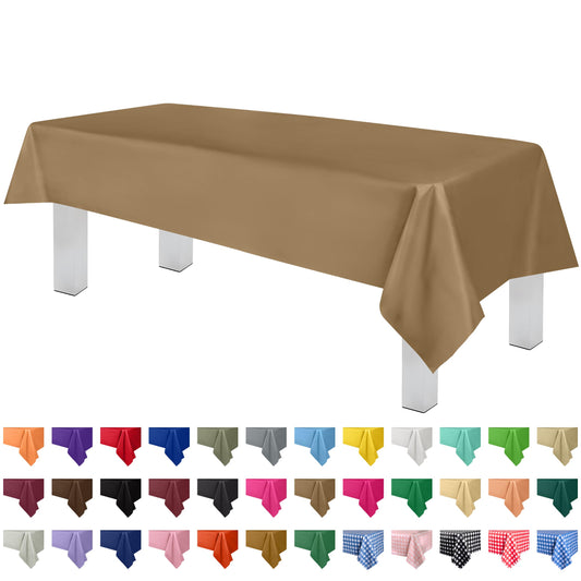 Grandipity Gold 12 Pack Premium Disposable Plastic Tablecloth 54 Inch. x 108 Inch. Decorative Rectangle Table Cover