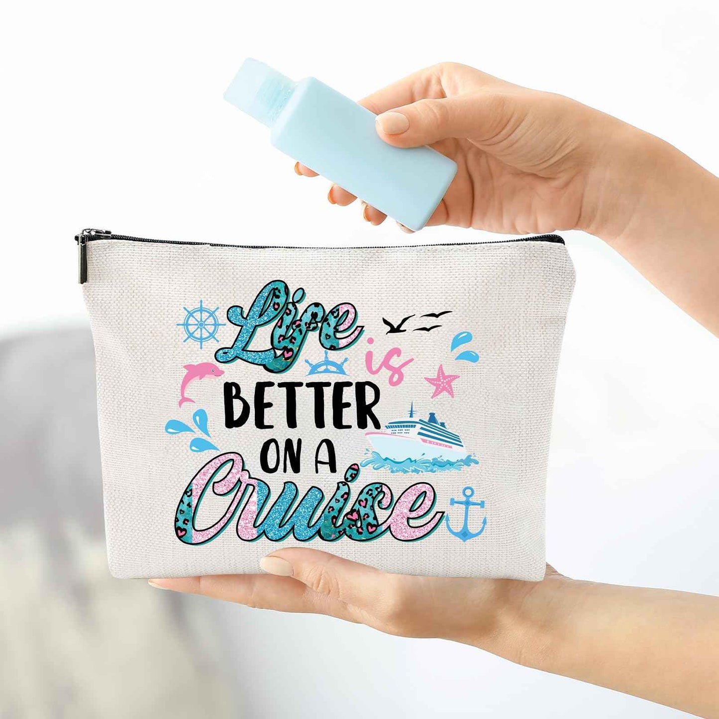 Sitsink Cruise Lovers Gifts for Women - Unique Vacation Cosmetic Bags, Summer Makeup Bags for Women, Anchor Gifts for Girls BFF Birthday