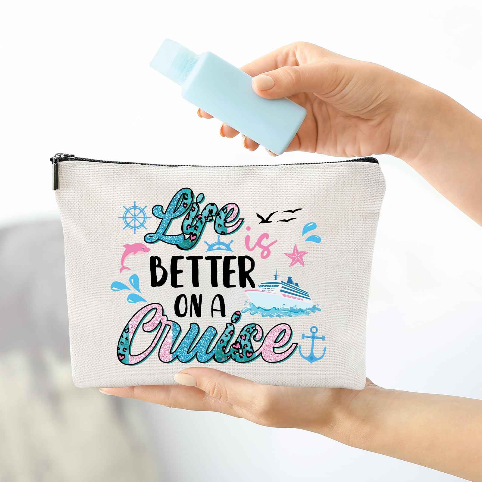 Sitsink Cruise Lovers Gifts for Women - Unique Vacation Cosmetic Bags, Summer Makeup Bags for Women, Anchor Gifts for Girls BFF Birthday