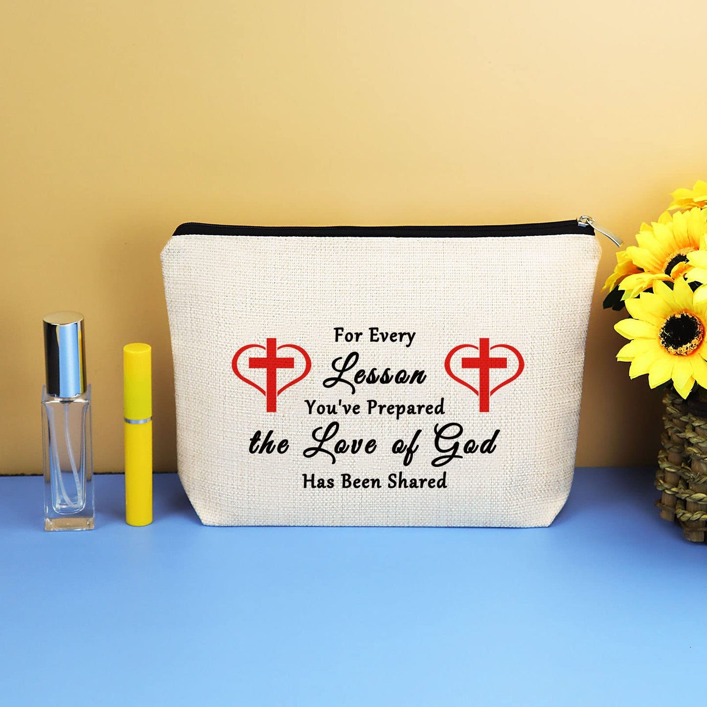 Sunday School Teacher Gift Makeup Bag Religious Gifts for Teacher Christian Gifts for Women Christian Teacher Appreciation Gifts Thanksgiving Graduation Gift for Sunday School Teacher Travel Pouch