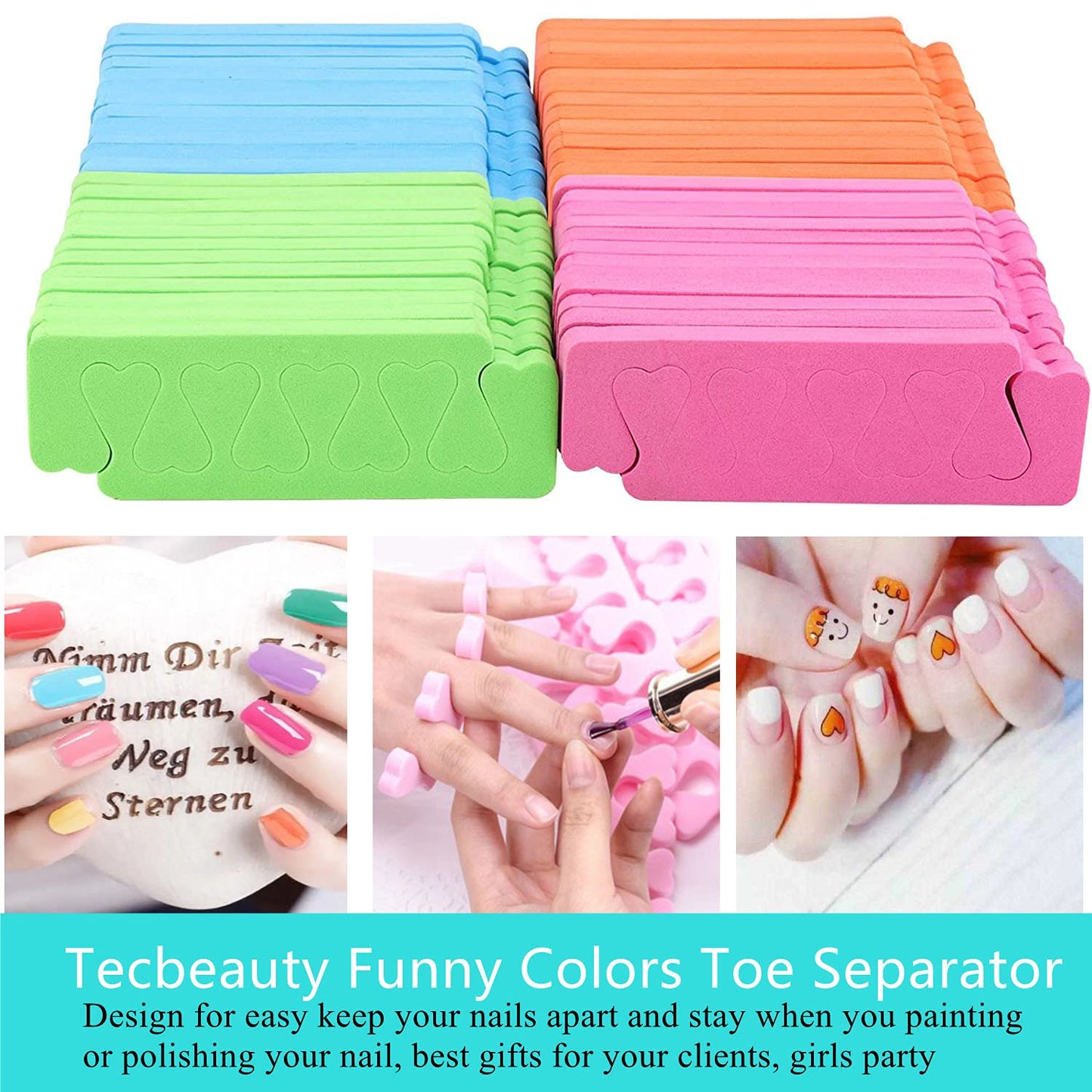 102pcs Toe Separators Set - Premium Pedicure Tool Super Soft Pedicure Toe Separator- Mini Nail Buffer Block File 80/100 Grit 2 Sided, Black