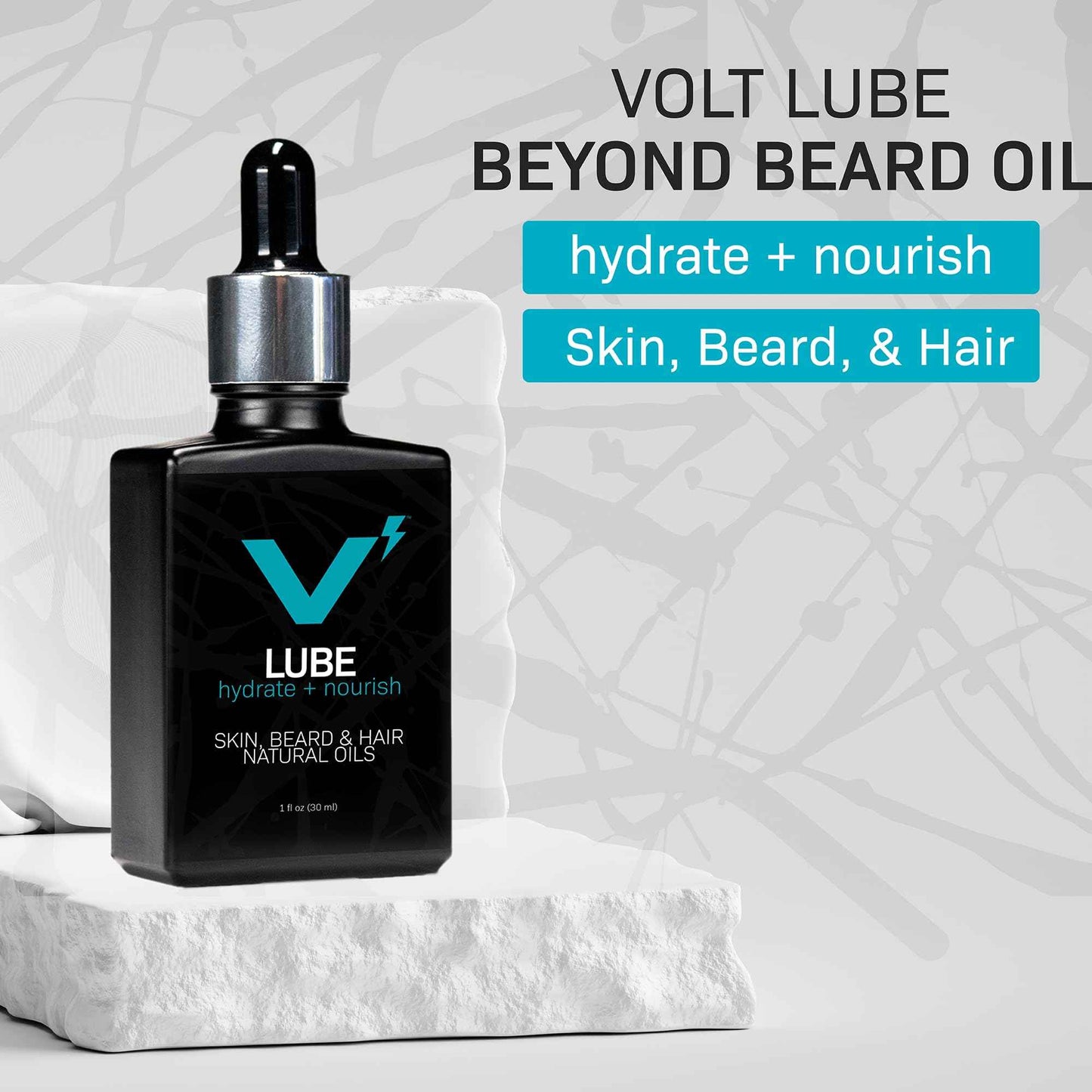 VOLT Lube Beard Oil - Natural Vegan Formula with Jojoba & Argan Oil, 1 Oz (30ml) Glass Bottle, Drift Scent