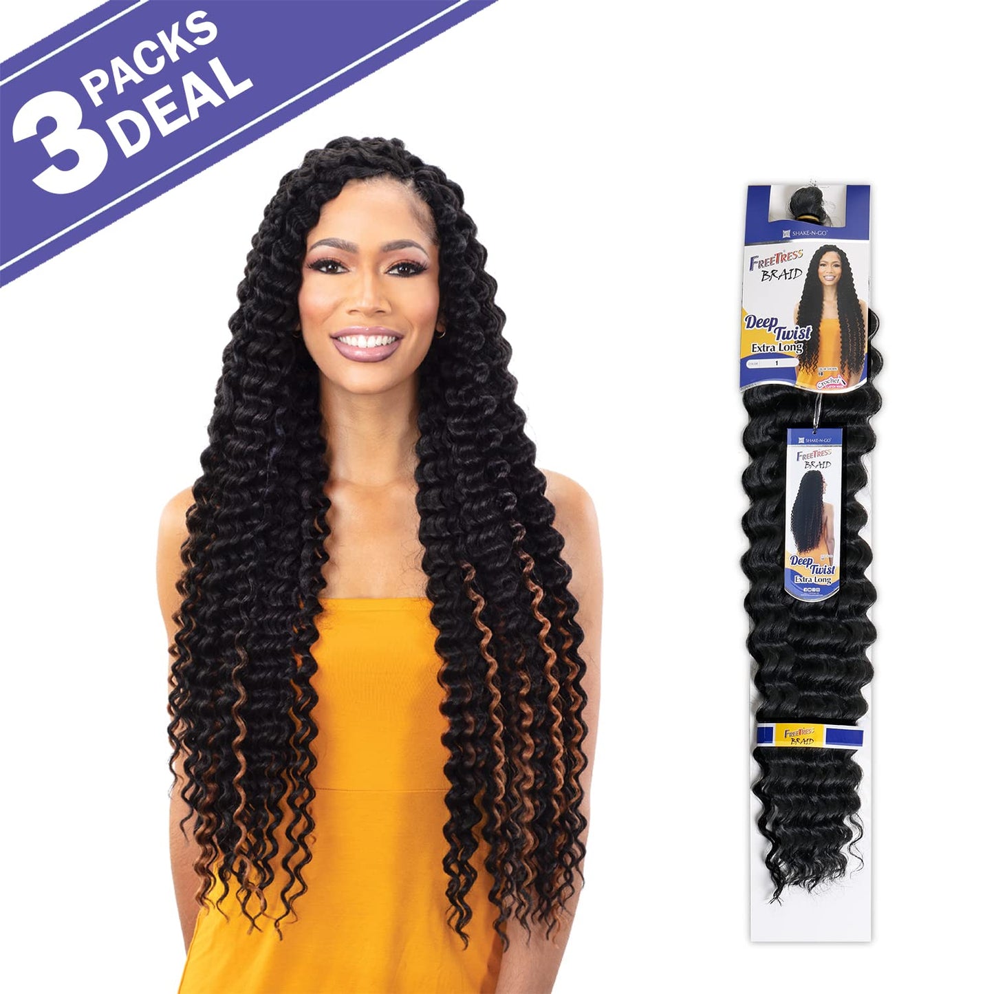 FREETRESS BRAIDS FreeTress Crochet Braids Deep Twist Extra Long (3-pack, 2)