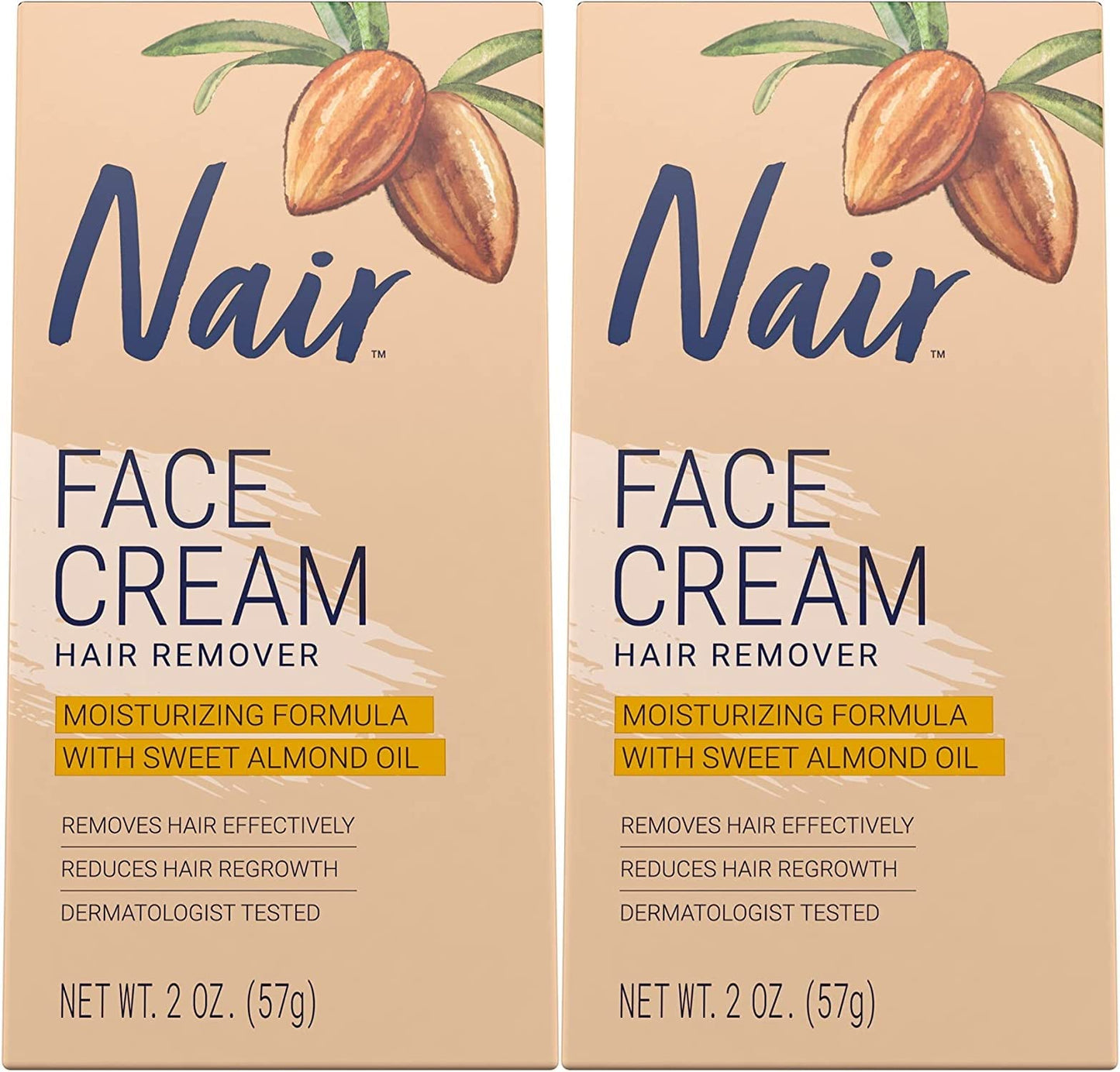 Nair Hair Remover Face Cream, 2 Oz, Pack of 2