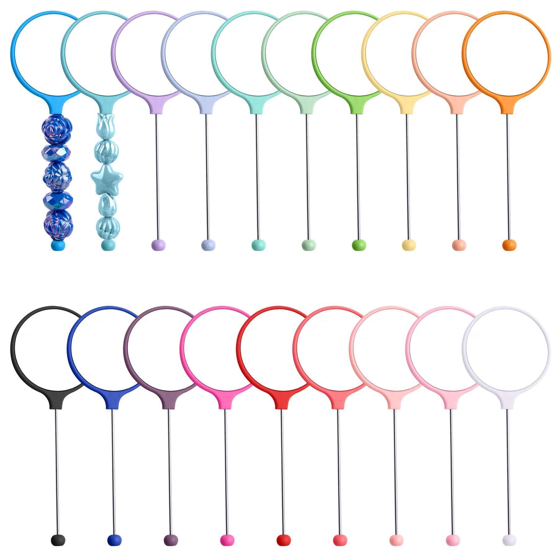 Framendino, 19 Pack Beaded Bar Handheld Mirrors Mini Round for DIY Crafts 19 Colors