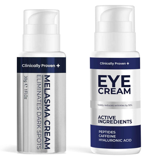 Dark Spot Remover & Under Eye Cream Bundle - Age Spot and Melasma Treatment for Face & Body and Eye Cream for Puffiness, Dark Circles, and Fine Lines - Skin Brightening Cream with Retinol, Hyaluronic