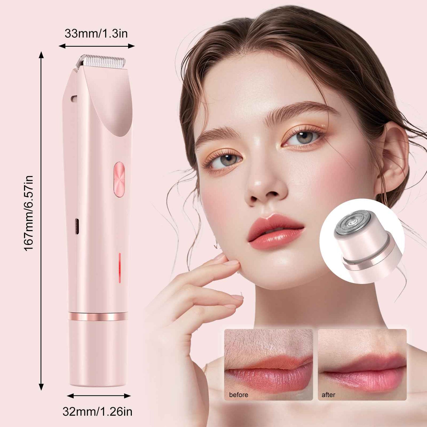 Bikini Trimmer for Women,Dermave Bikini Shaver,Electric Razors for Women Pubic Hair (Pink)