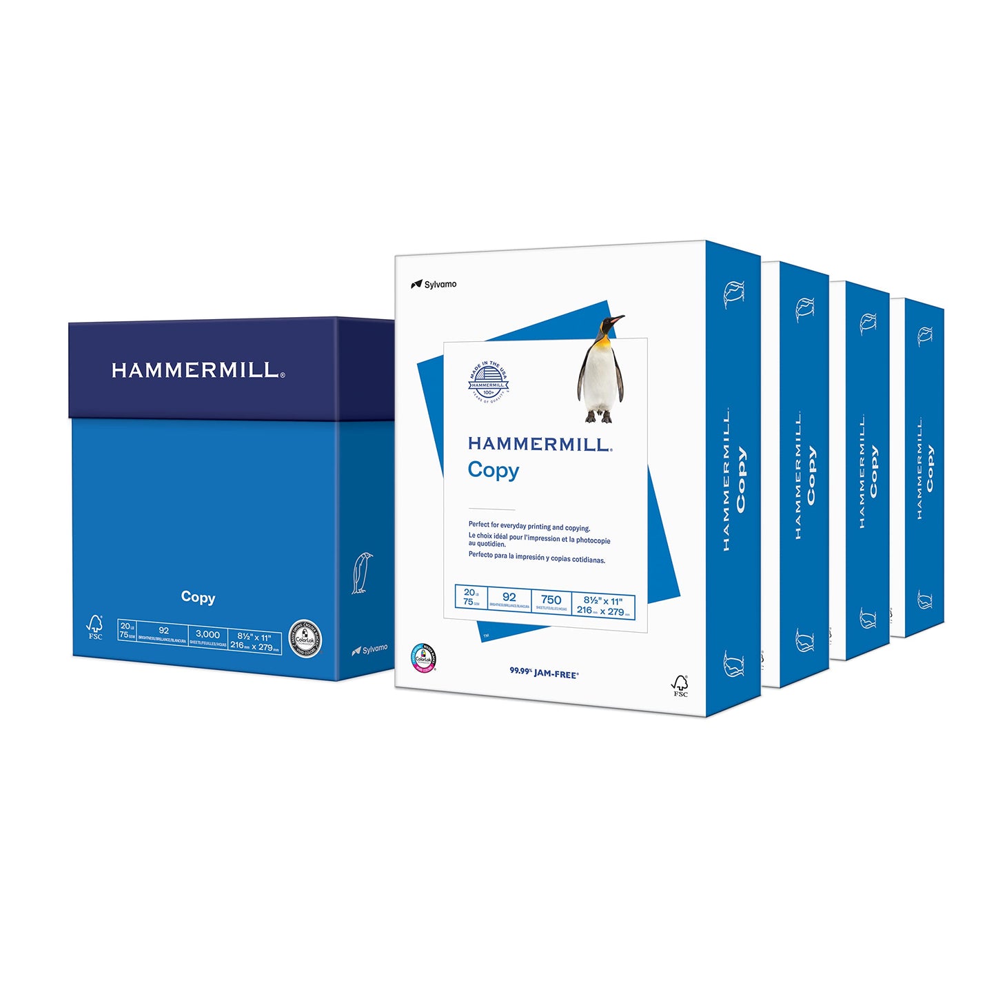 Hammermill Printer Paper, 20 lb Copy Paper, 8.5 x 11 - 4 Bulk Packs (3000 Sheets) - 92 Bright, Made in the USA