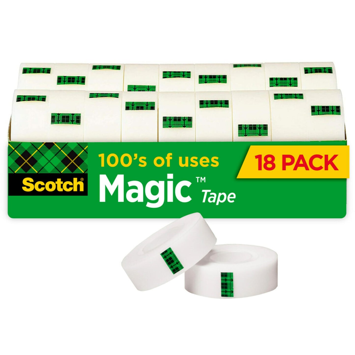 Scotch Magic Tape, Invisible, Home Office Supplies and Back to School Supplies for College and Classrooms, 18 Rolls