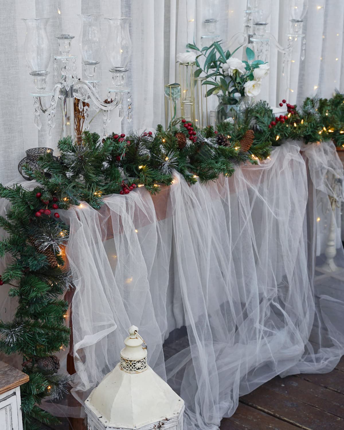 Pre-Lit Artificial Christmas Garland, Green, White Lights 50, Decorated with Pine Cones, Berry Clusters, Plug in, Christmas Decorations, 9 Feet