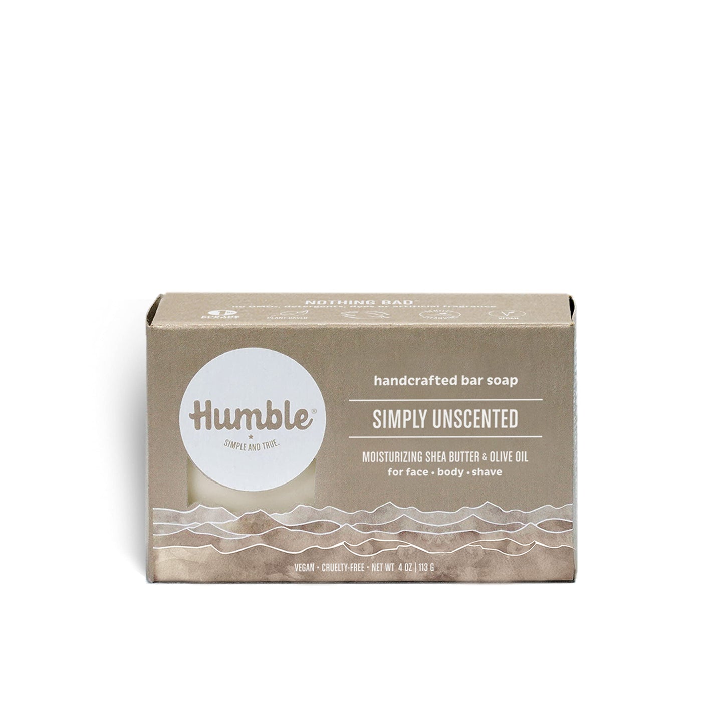 Humble Brands Handcrafted Bar Soap, Organic Cold Processed Soap Bars, Moisturizing Face & Body Cleanser - Simply Unscented