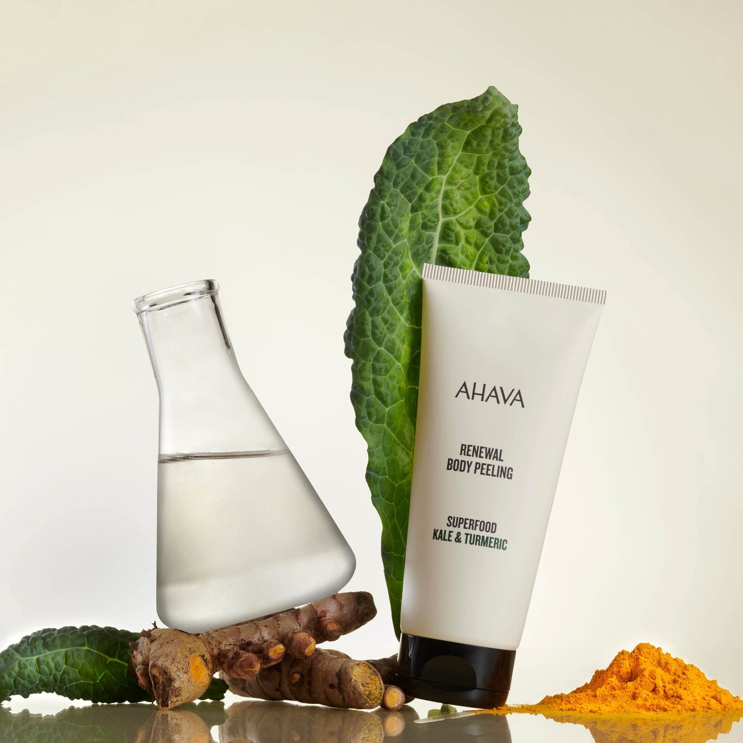 AHAVA Superfood Kale & Turmeric Smoothing Anti-Aging Body Scrub - In-shower gel peel to detox & renew the skin, reinforces the skin’s natural barrier with Anti-Aging Kale,Turmeric & Osmoter, 6.8 Fl.Oz