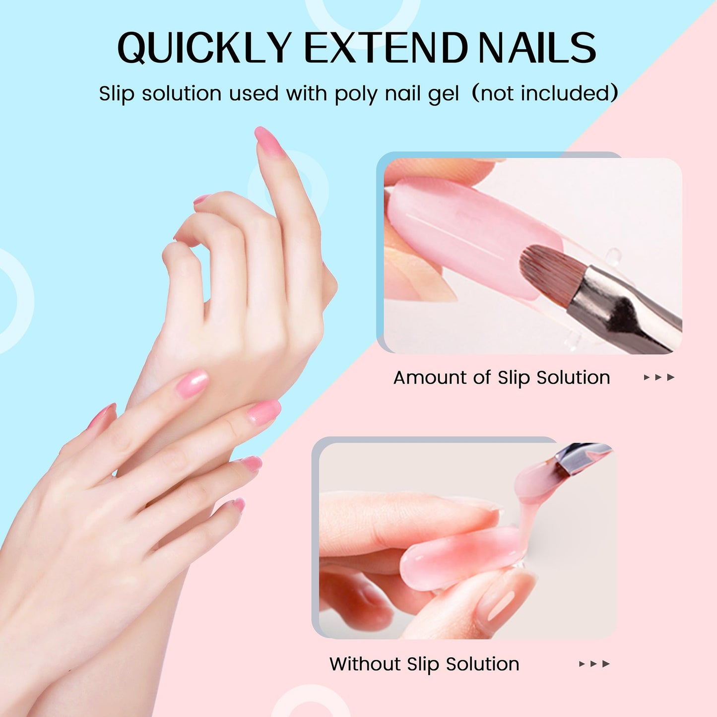 SULLMAR Slip Solution Kit A Nail Extension Gel Liquid Slip Solution for Nails with Brush for Poly Nail Gel Easy DIY Poly Nail Gel Nail 60ml